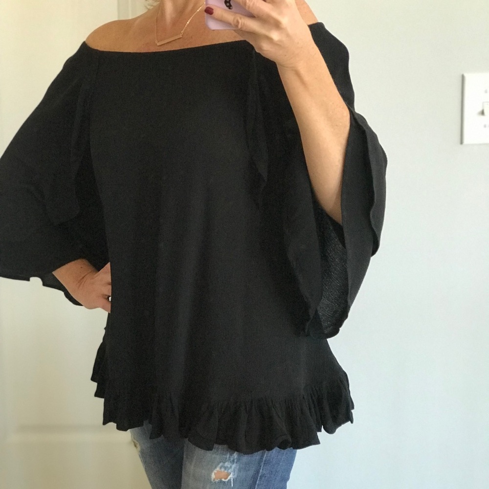 ❤️1 MED❤️Off The Shoulder Bell Sleeve Tunic Top - Picture 2 of 7